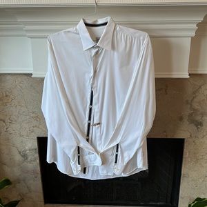 Armani white button down w blue trim